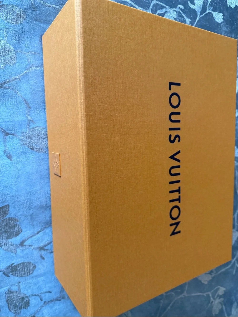 Louis Vuitton Orange Empty Gift Box with LV Blue Logo magnetic close